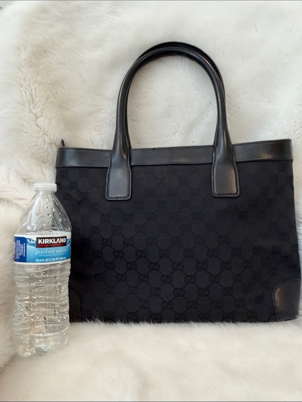 Gucci Black GG Canvas Leather-Trim Tote great condition great size authentic! - Picture 6 of 16